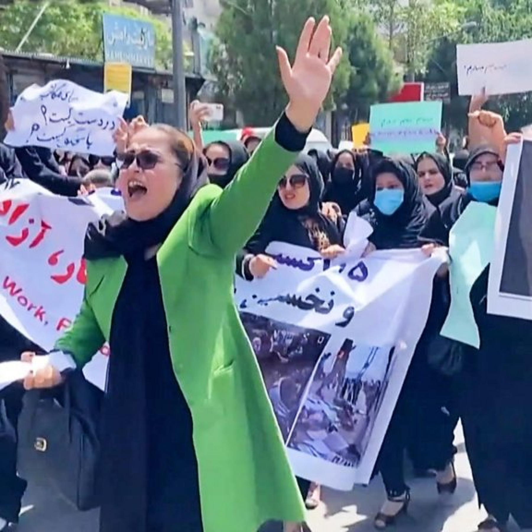 Taliban fire shots to stop rare Afghan women's protest in Kabul in August earlier this year