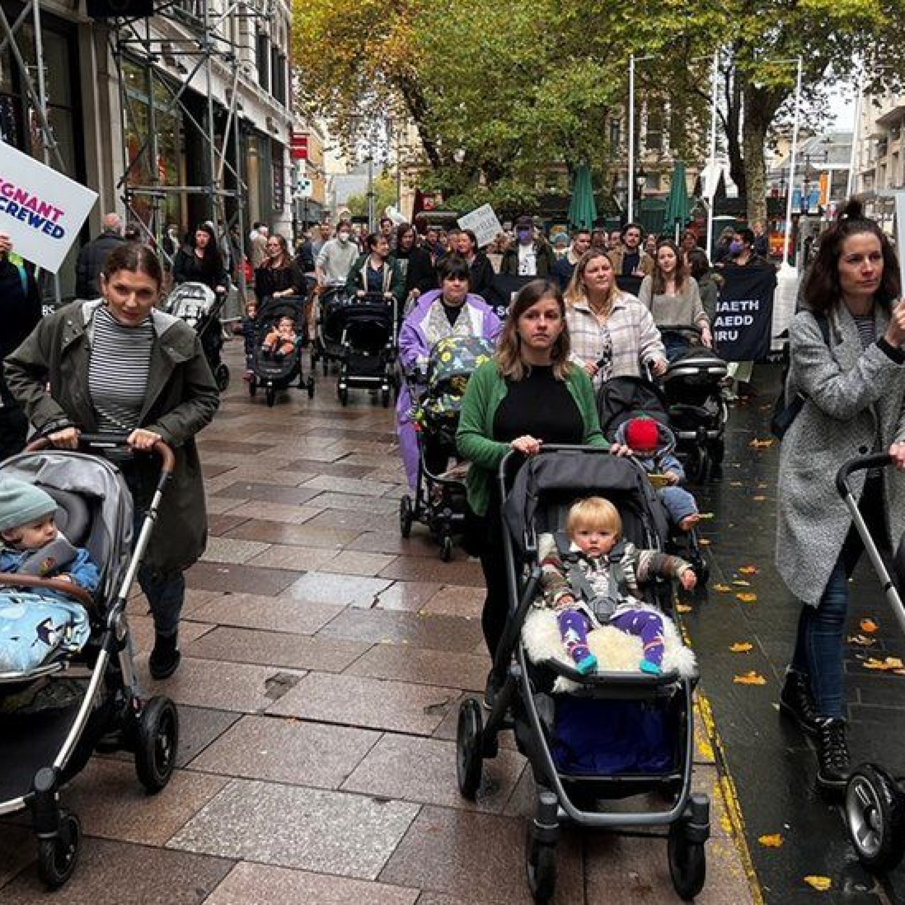 The mothers and family members marched through the centre of Cardiff