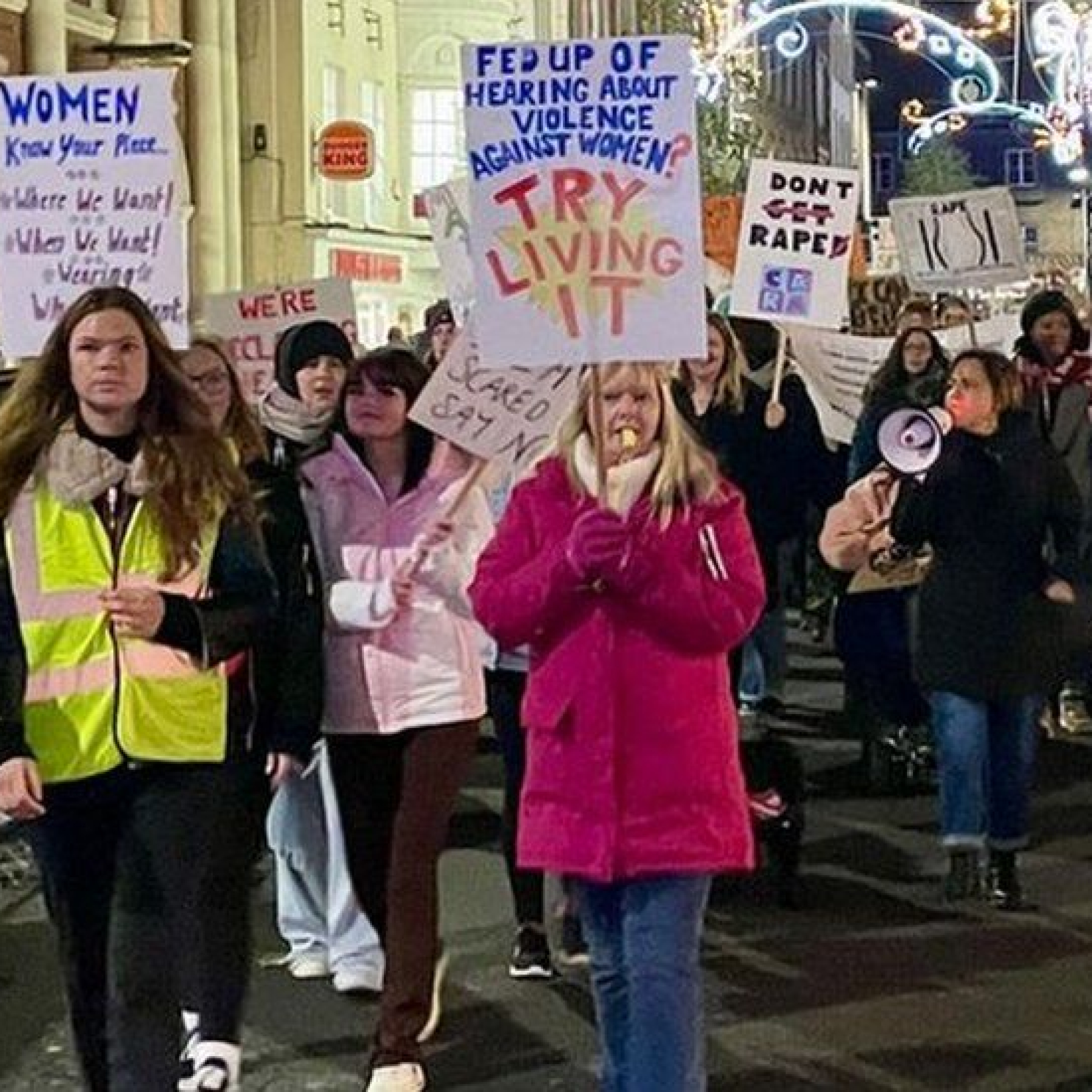 About 125 people marched in support of women's safety