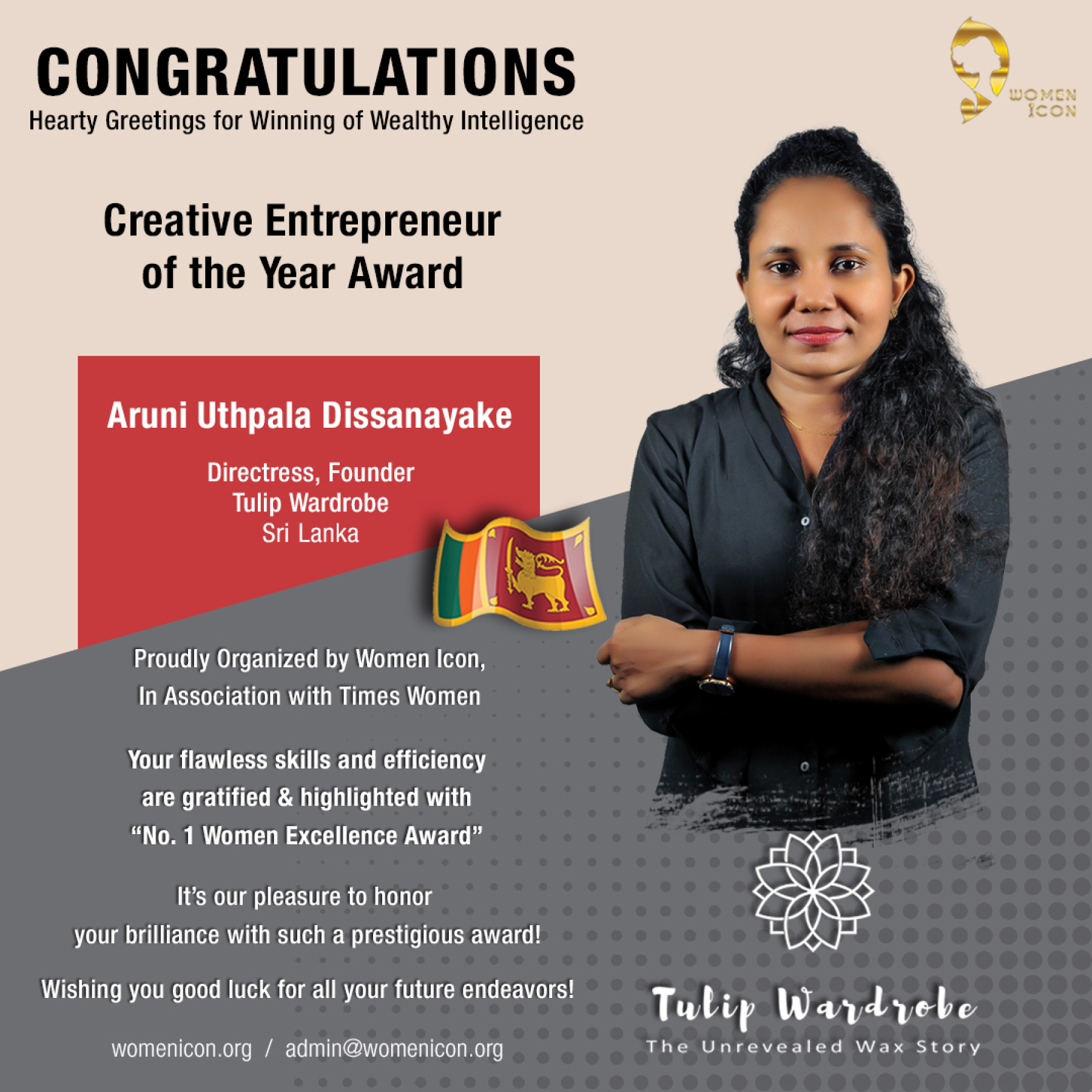 Aruni Uthpala Dissanayake Has Won Creative Entrepreneur of the Year Award