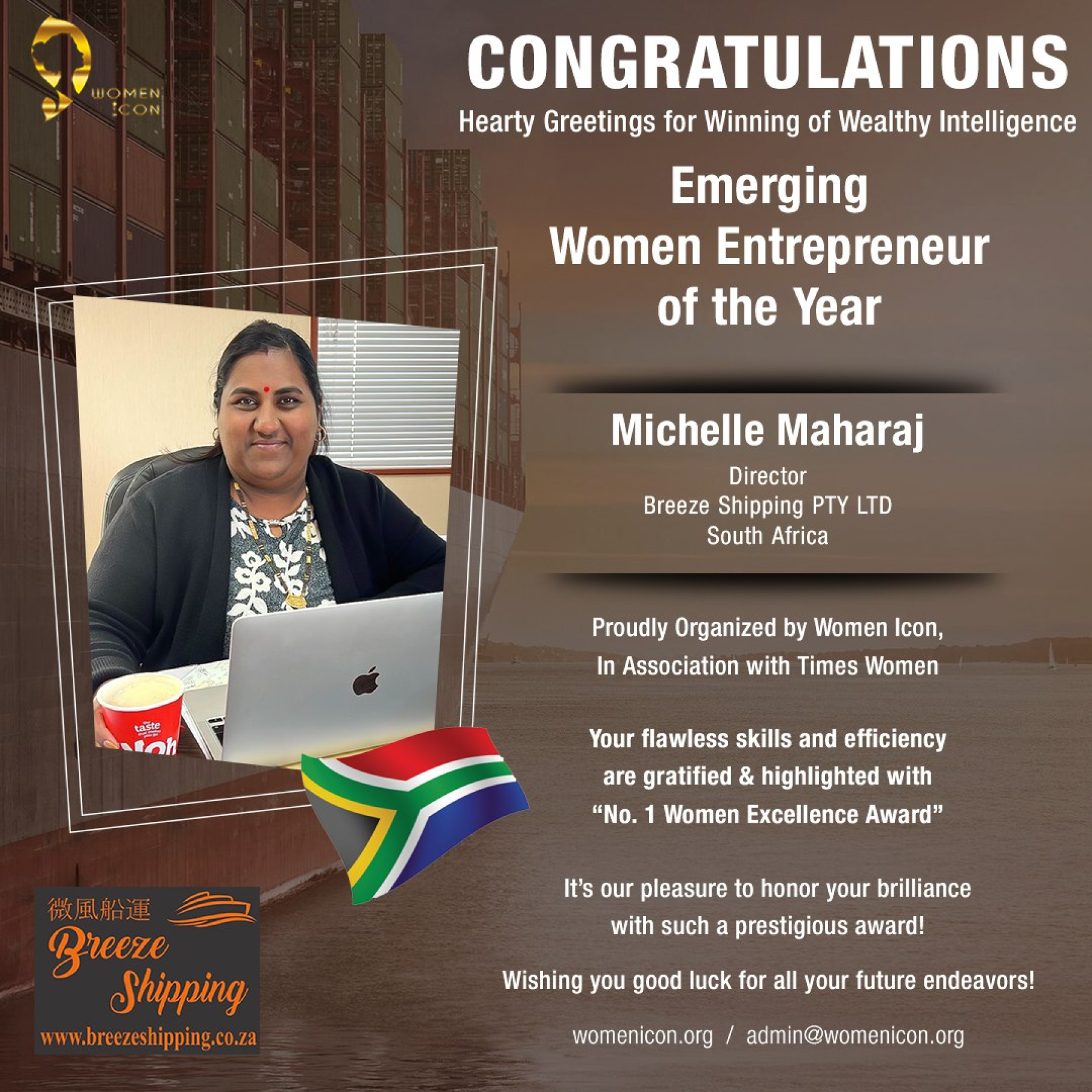 Michelle Maharaj Has Won Emerging Women Entrepreneur of the Year