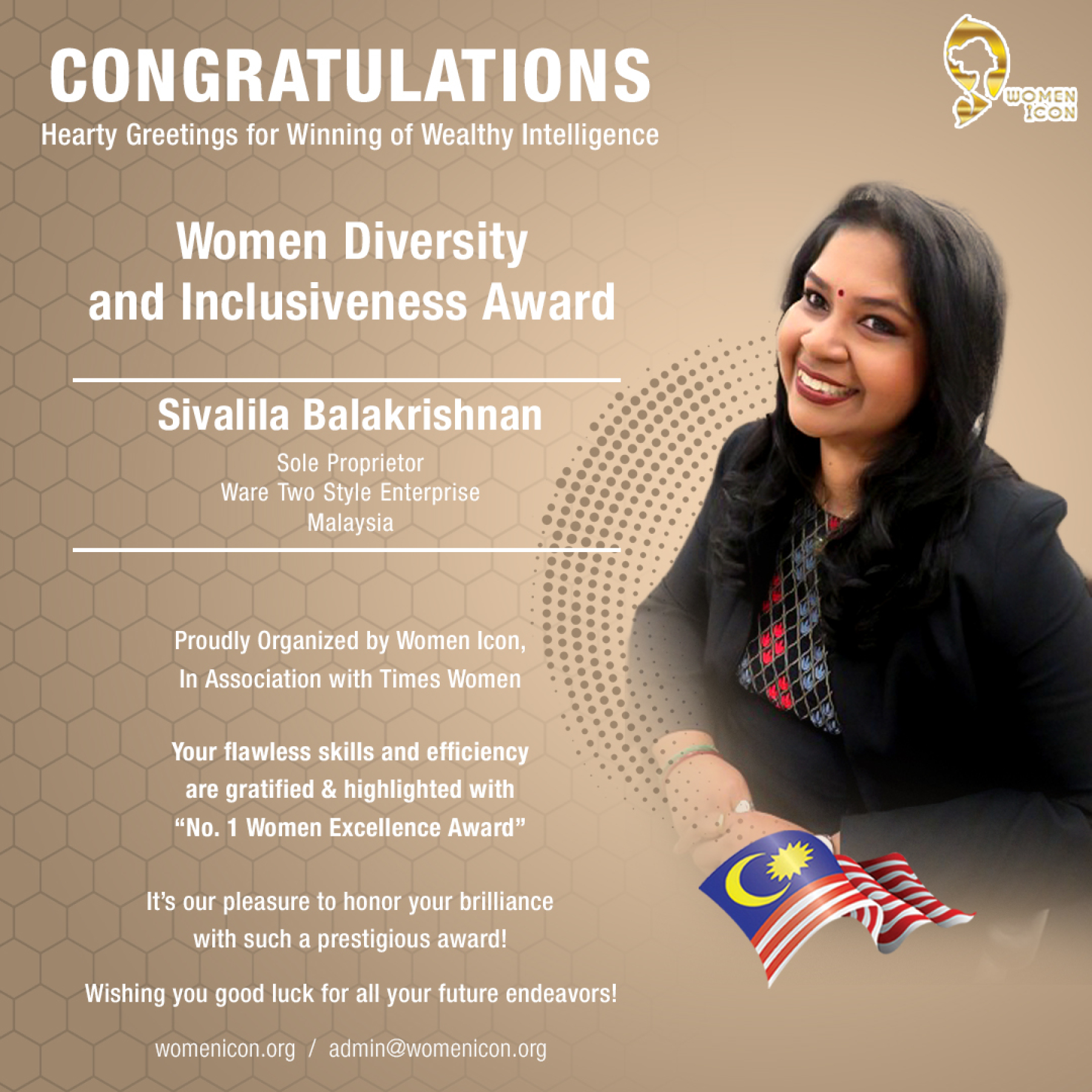Sivalila Balakrishnan Has Won Women Diversity and Inclusiveness Award