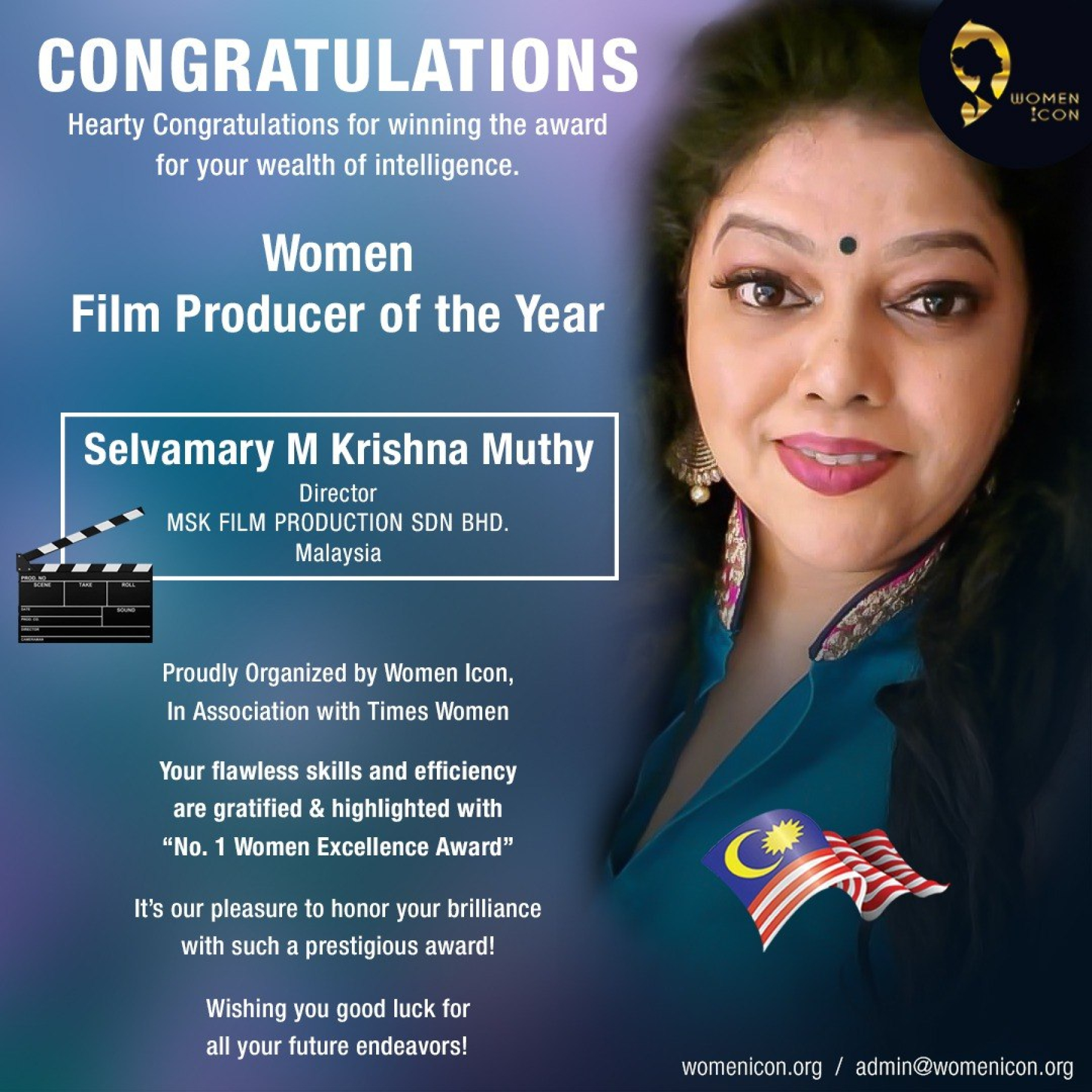 Selvamary M Krishna Muthy Has Won Women Film Producer of the Year