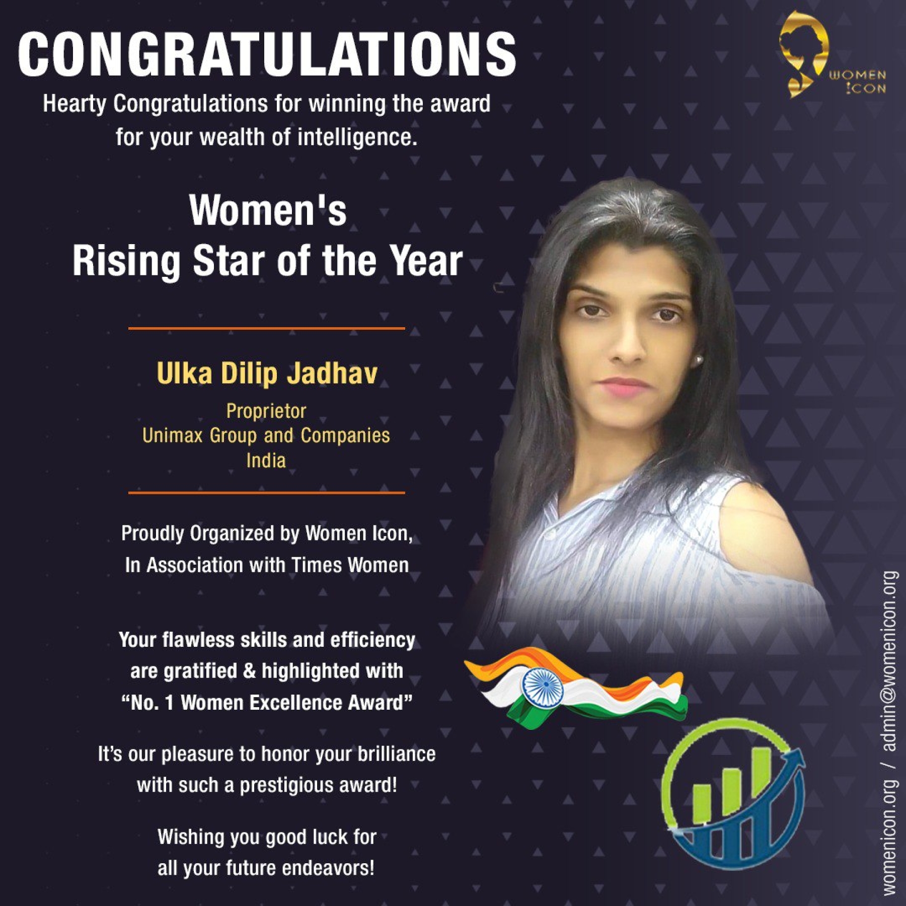 Ulka Dilip Jadhav has won Women's Rising Star of the Year
