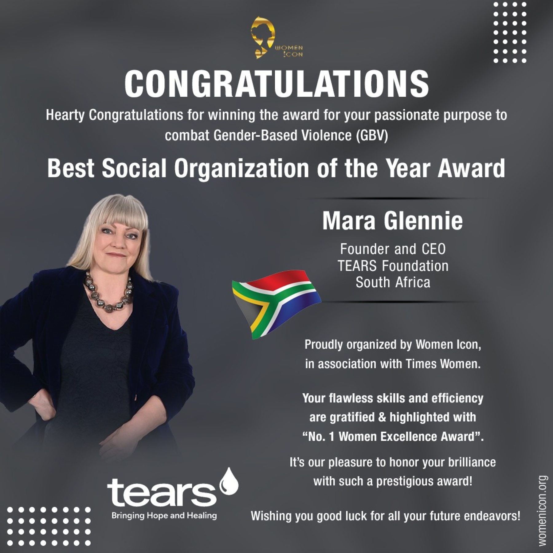 Mara Glennie has won Best Social Organization of the Year Award