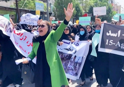 Taliban fire shots to stop rare Afghan women's protest in Kabul in August earlier this year