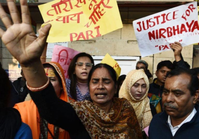 The victim's mother, Asha Devi, engaged in street protests