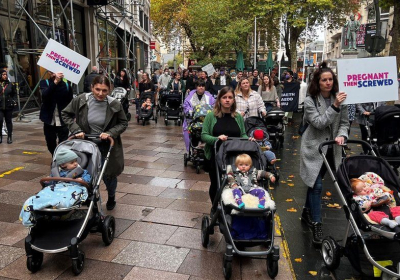The mothers and family members marched through the centre of Cardiff