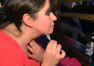 Ms Stevenson raised hundreds of pounds for charity by growing a moustache and shaving it off in public