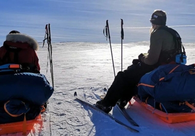 Women fire fighters Georgina Gilbert and Rebecca Openshaw-Rowe will spend the next 50 days trying to ski unaided to the South Pole.