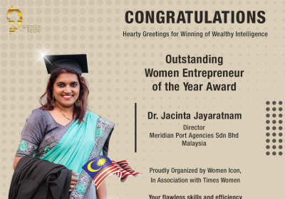 Dr. Jacinta Jayaratnam Has bagged Outstanding Women Entrepreneur of the Year Award