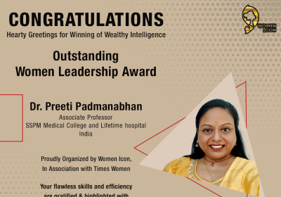 Dr.Preeti Padmanabhan Has Won Outstanding Women Leadership Award