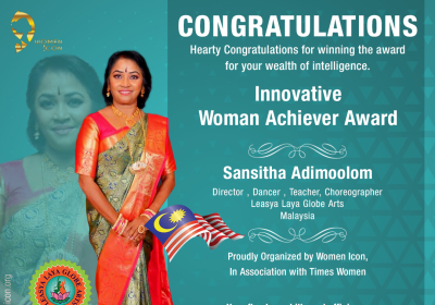 Sansitha Adimoolom Has Won Innovative Woman Achiever Award