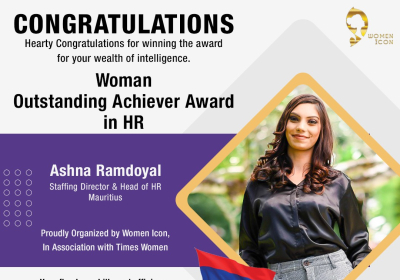  Ashna Ramdoyal Has Won Woman Outstanding Achiever Award in HR