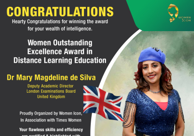  Dr Mary Magdeline De Silva Has Won Women Outstanding Excellence Award in Distance Learning Education