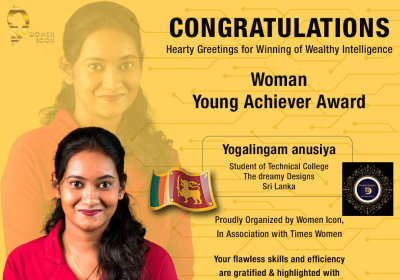 Yogalingam Anusiya Has Won Woman Young Achiever Award