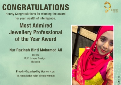 Nur Razinah Binti Mohamed Ali has won Most Admired Jewellery Professional of the Year Award