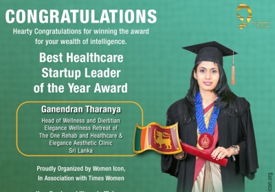Ganendran Tharanya has won Best Healthcare Startup Leader of the Year Award