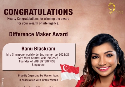 Banu Blaskram has won Difference Maker Award