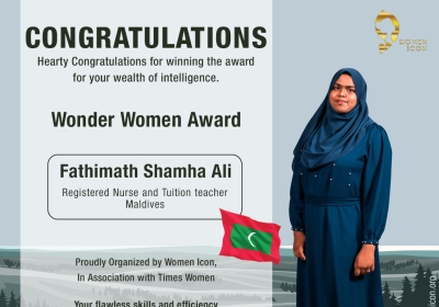 Fathimath Shamha Ali has won Wonder Women Award