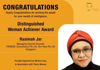 Rasimah Jar has won Distinguished Woman Achiever Award