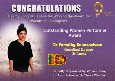 Dr Pamathy Gnanaselvam has won Outstanding Women Performer Award 