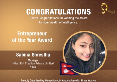Sabina Shrestha has won Entrepreneur of the Year Award