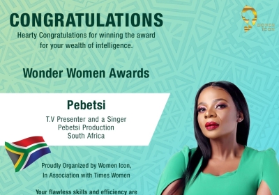 Pebetsi has won Wonder Women Awards